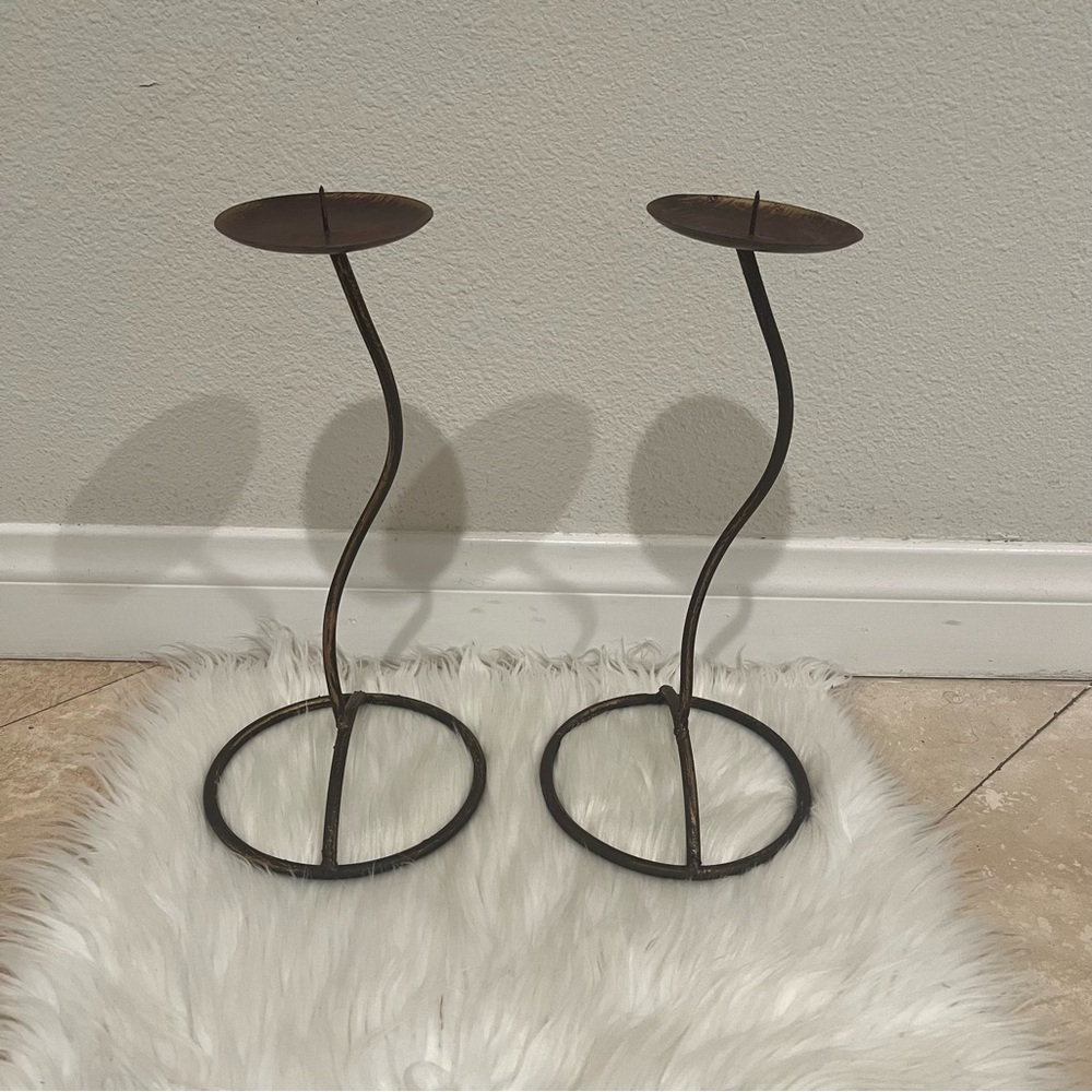 Bronze Colored Candle Holders Set of Two
